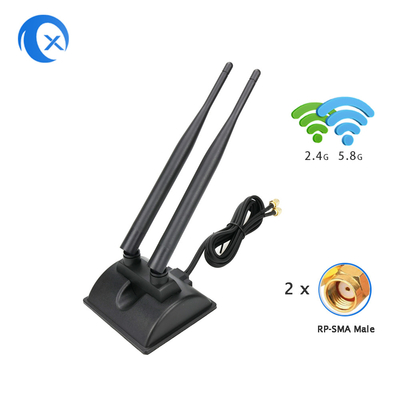 6dBi WiFi-Antenne mit RP-SMA-Männlichem Anschluss 2,4 GHz 5GHz Dual-Band Magnetische Basis für PCI-E-WLAN-Wireless-Router