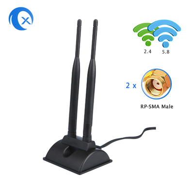 6dBi WiFi-Antenne mit RP-SMA-Männlichem Anschluss 2,4 GHz 5GHz Dual-Band Magnetische Basis für PCI-E-WLAN-Wireless-Router